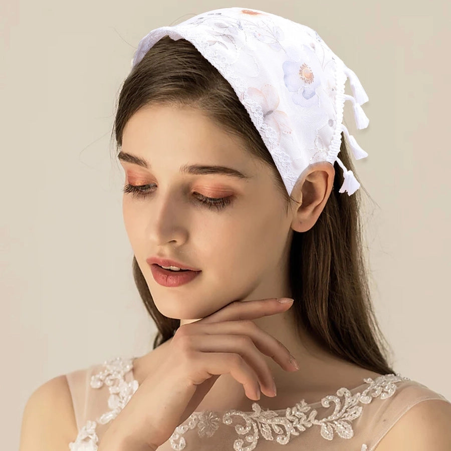Women's Pastoral Flower Cloth Tassel Hair Band