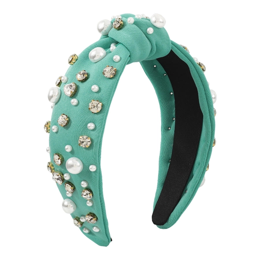 fashion solid color imitation pearl cloth rhinestone hair band