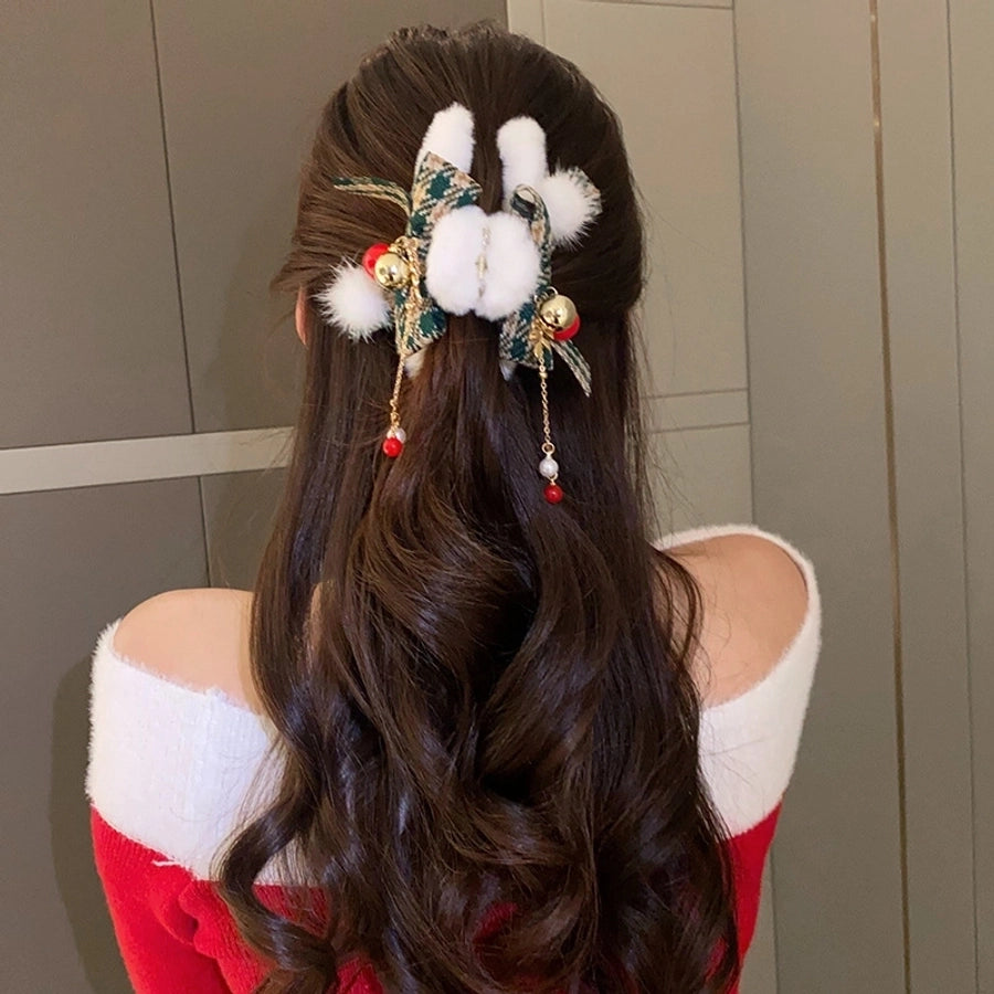 Christmas Casual Simple Style Streetwear Women's Bow Knot Arylic Alloy Hair Claws