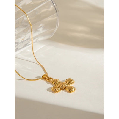 Jewelry Classic Style Cross Rose 304 Stainless Steel Pendant Necklace