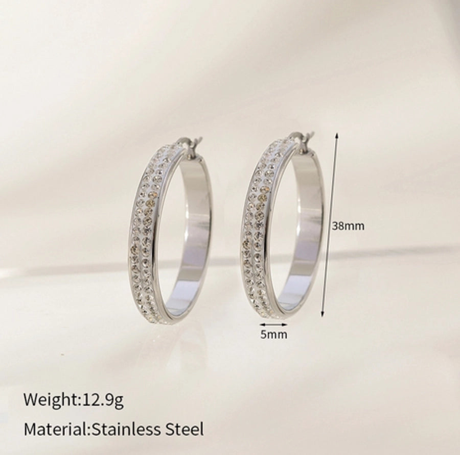 1 Pair Elegant Classic Style Circle 304 Stainless Steel Earrings