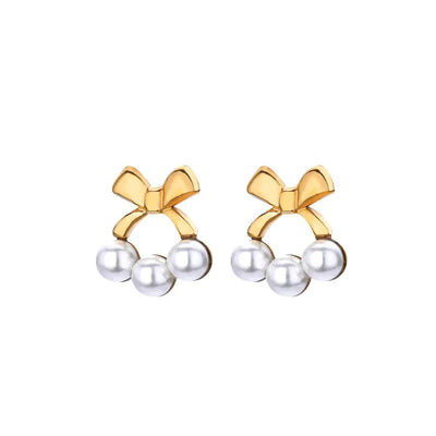 1 Pair IG Style Simple Style Geometric Copper Imitation Pearl 18K Gold Plated Ear Studs
