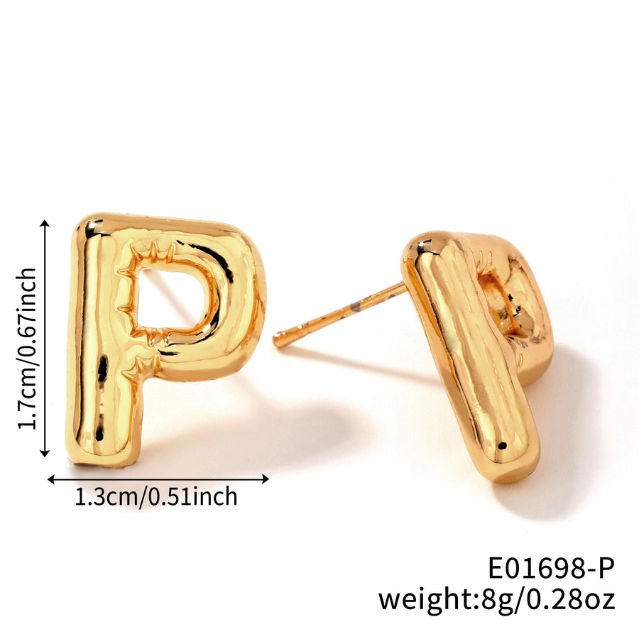 1 Pair Sweet Simple Style Shiny Letter Plating Copper K Gold Plated Ear Studs