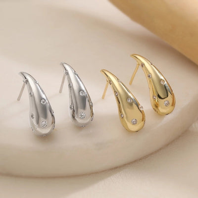 1 Pair Casual Vintage Style Shiny Geometric Inlay Copper Zircon 18K Gold Plated Ear Studs