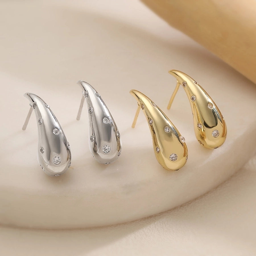 1 Pair Casual Vintage Style Shiny Geometric Inlay Copper Zircon 18K Gold Plated Ear Studs