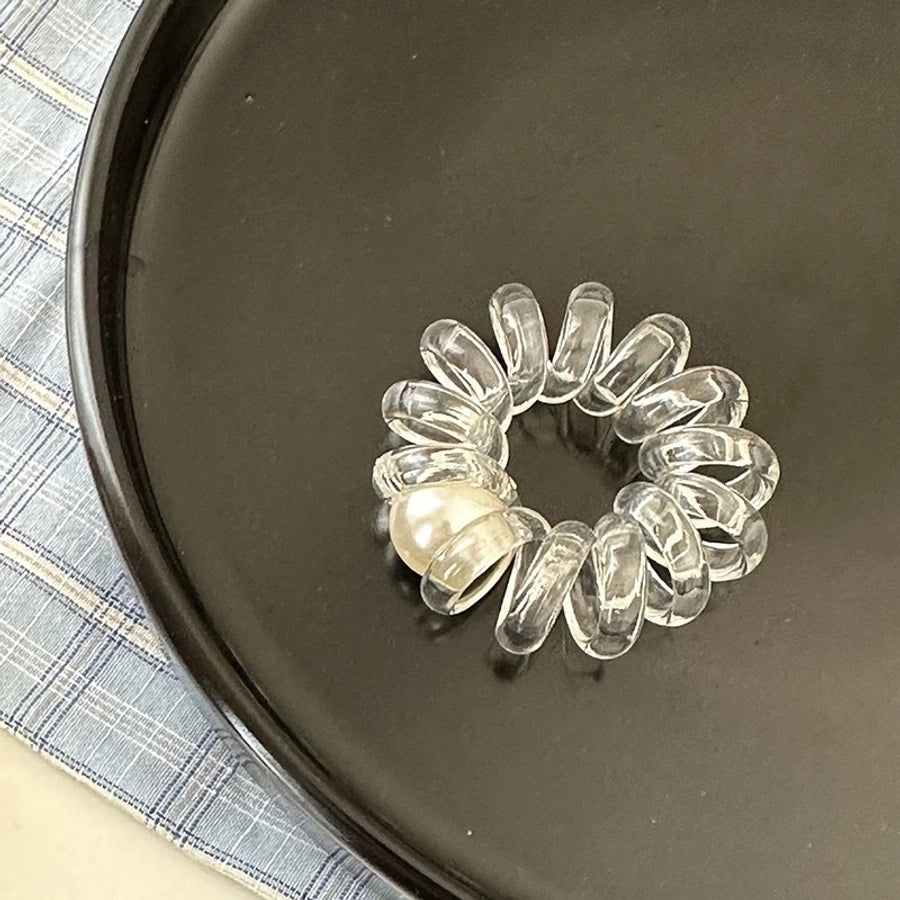 Pearl transparent telephone line hair band women's high-grade hair tie rope does not hurt hair rubber band Simple temperament headdress