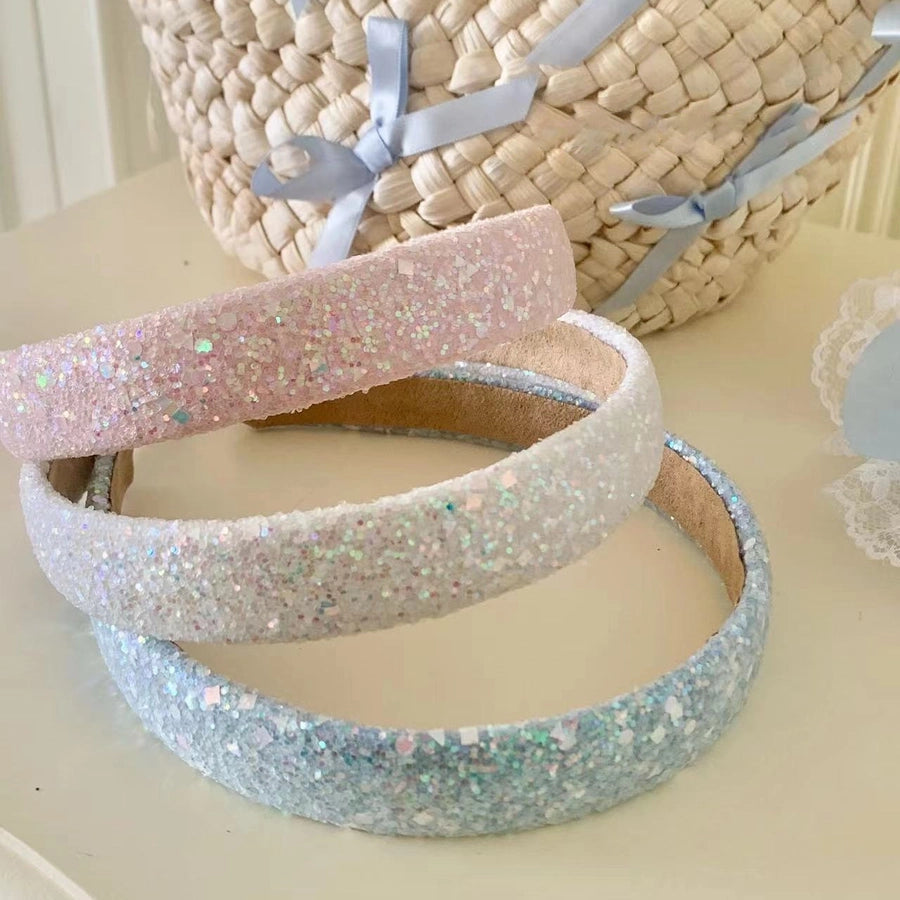 elegant streetwear solid color sequin cloth hair band