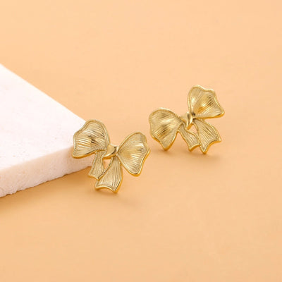 1 Pair Simple Style Bow Knot 304 Stainless Steel 18K Gold Plated Earrings