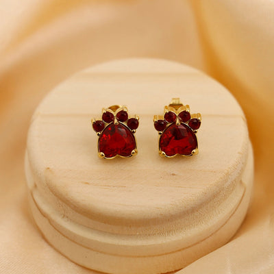 1 Pair Vintage Style Classic Style Paw Print Heart Shape Plating Titanium Steel Zircon 18K Gold Plated Ear Studs