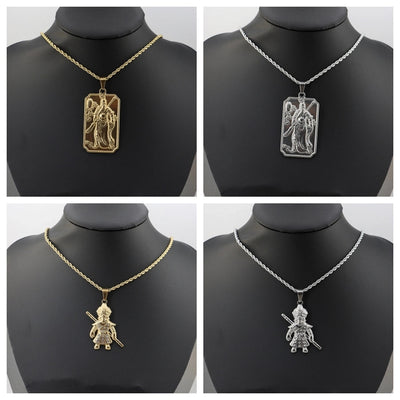 Jewelry Vintage Style Human 304 Stainless Steel Zircon Gold Plated Plating Inlay Pendant Necklace
