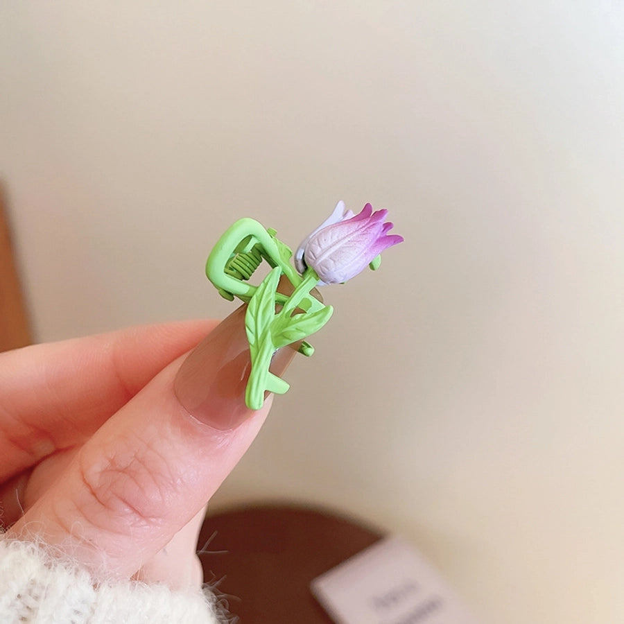 japanese style flower alloy stoving varnish hair claws 1 piece