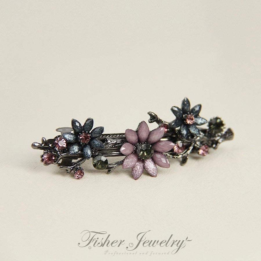 elegant flower rhinestone handmade diamond hair clip