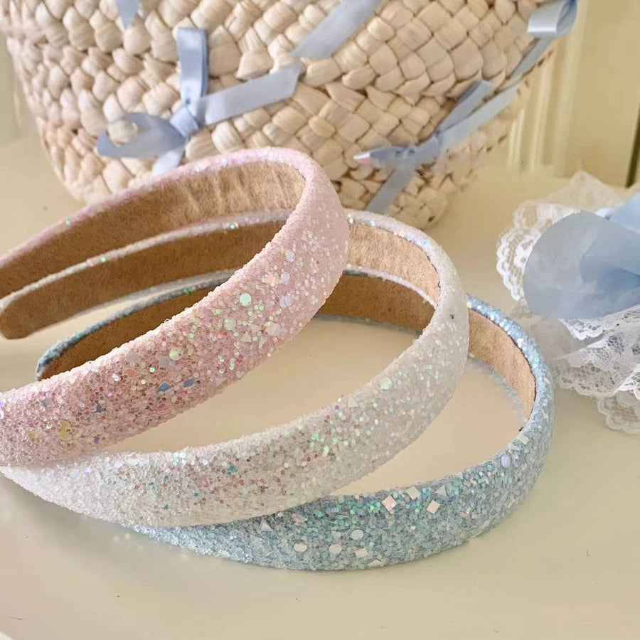 elegant streetwear solid color sequin cloth hair band
