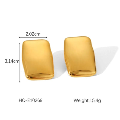 1 Piece IG Style Exaggerated Round Rectangle Plating Inlay 304 Stainless Steel Rhinestones 18K Gold Plated Ear Studs