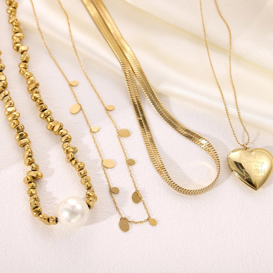 Jewelry Simple Style Geometric 304 Stainless Steel 18K Gold Plated Multi Charms Necklace