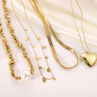 Jewelry Simple Style Geometric 304 Stainless Steel 18K Gold Plated Multi Charms Necklace