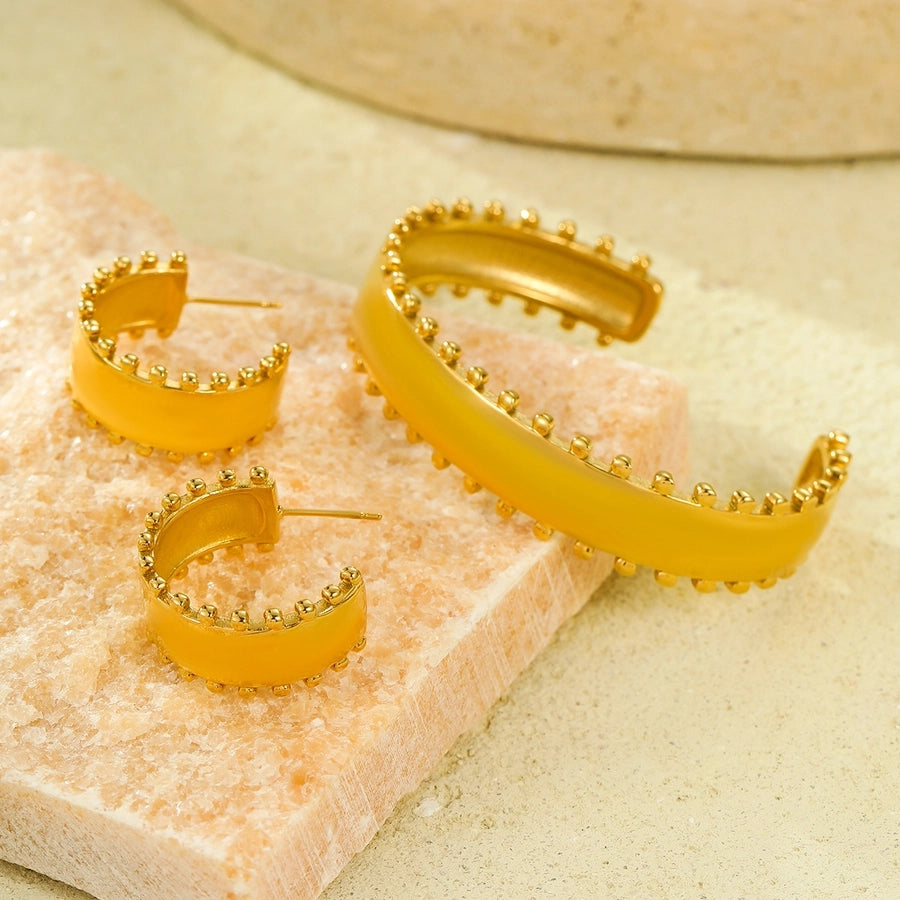 Jewelry Vintage Style Solid Color 304 Stainless Steel Plating Bangle Earrings