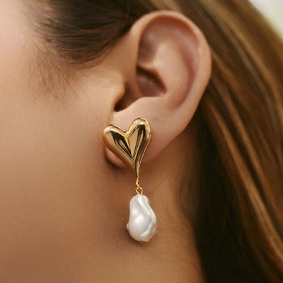 1 Piece Vintage Style Lady Wedding Pearl Inlay Copper Artificial Pearls 18K Gold Plated Drop Earrings