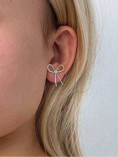Women's bowknot earrings  lightweight  simple butterfly fashion elegant simple line ear studs earrings