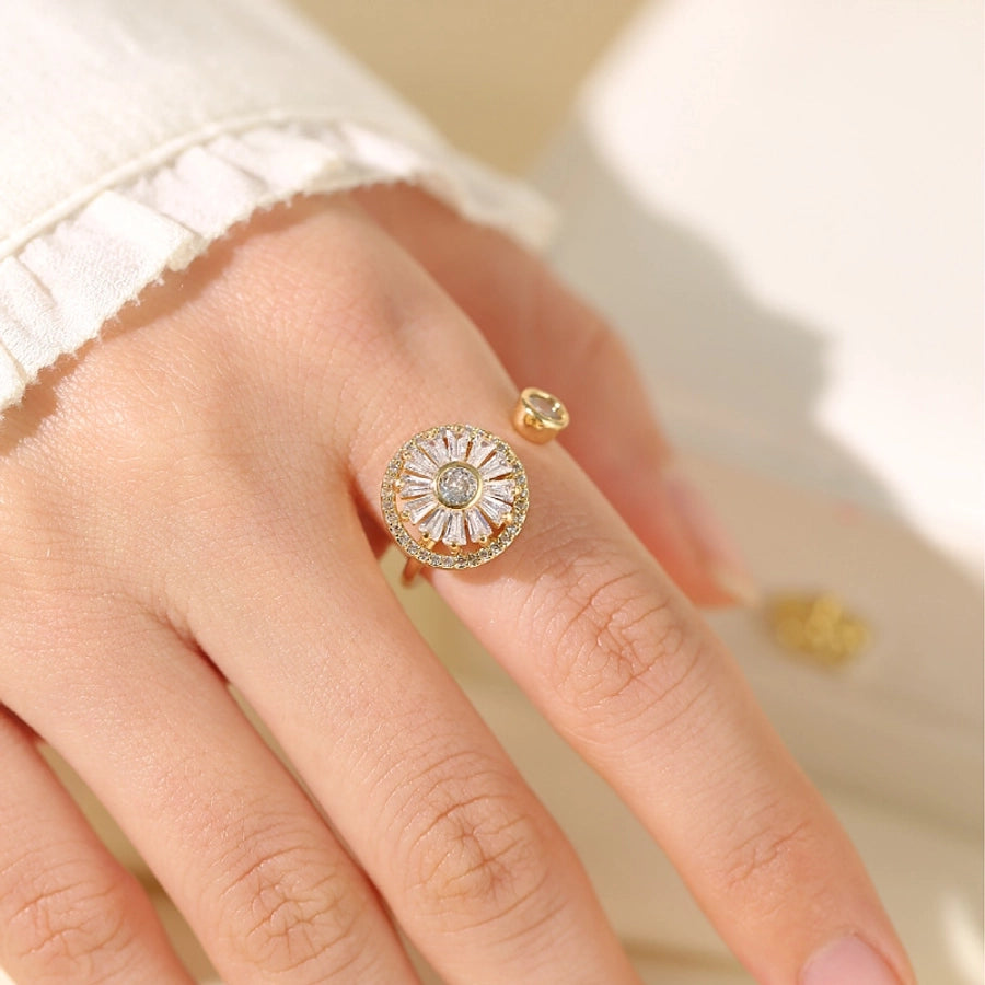 Jewelry Solid Color Shiny Chrysanthemum Copper Adjustable Ring