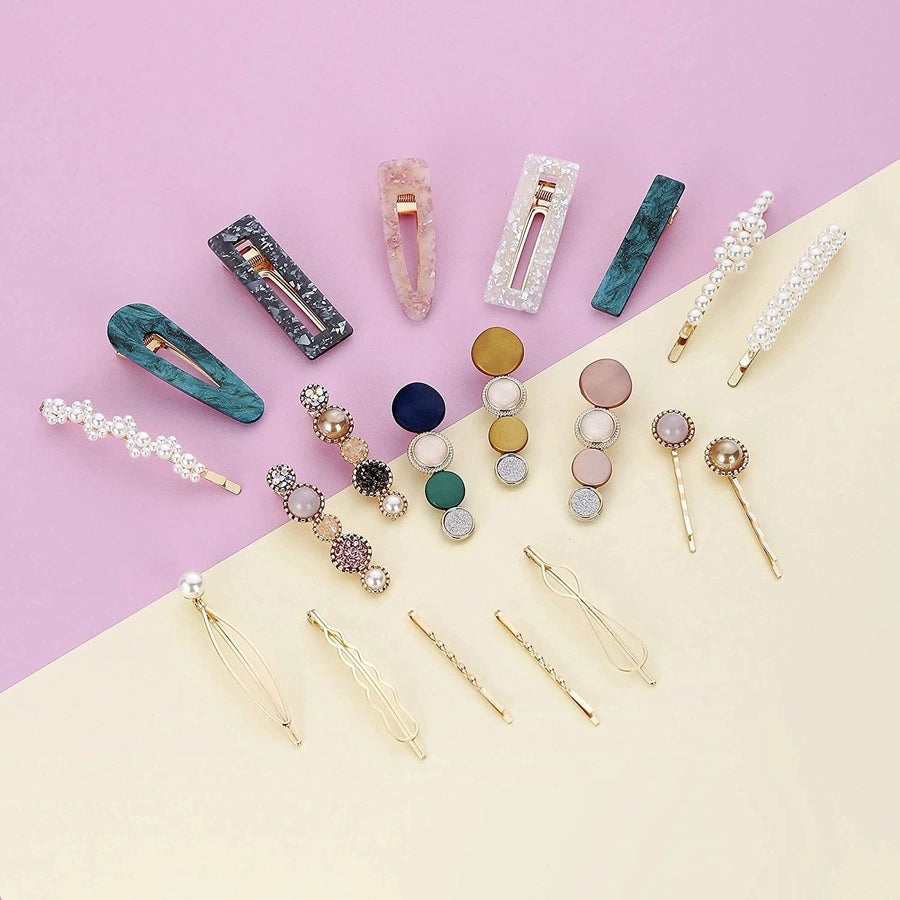 Hair Accessories Acetic Acid Side Clip Marble Effect Hairpin Pearl Candy Color Fashion Hairpin Combination Set