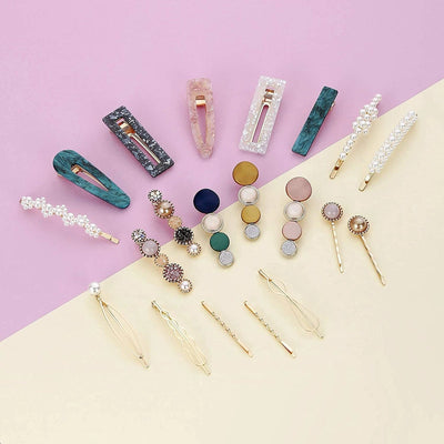 Hair Accessories Acetic Acid Side Clip Marble Effect Hairpin Pearl Candy Color Fashion Hairpin Combination Set