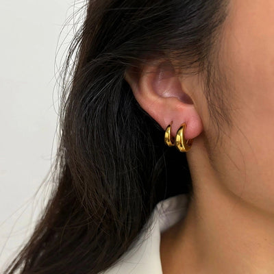 1 Pair Retro Geometric 316L Stainless Steel  Rhinestones 18K Gold Plated Earrings