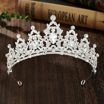 glam luxurious lady crown alloy plating inlay zircon crown