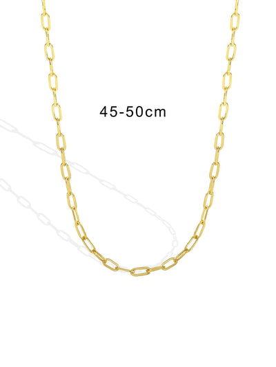 Brass 18K Gold Plated Paper Clip Solid Color Long Necklace Necklace