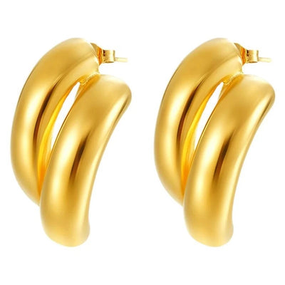 1 Pair IG Style Exaggerated Geometric Solid Color Plating 304 Stainless Steel 18K Gold Plated Ear Studs