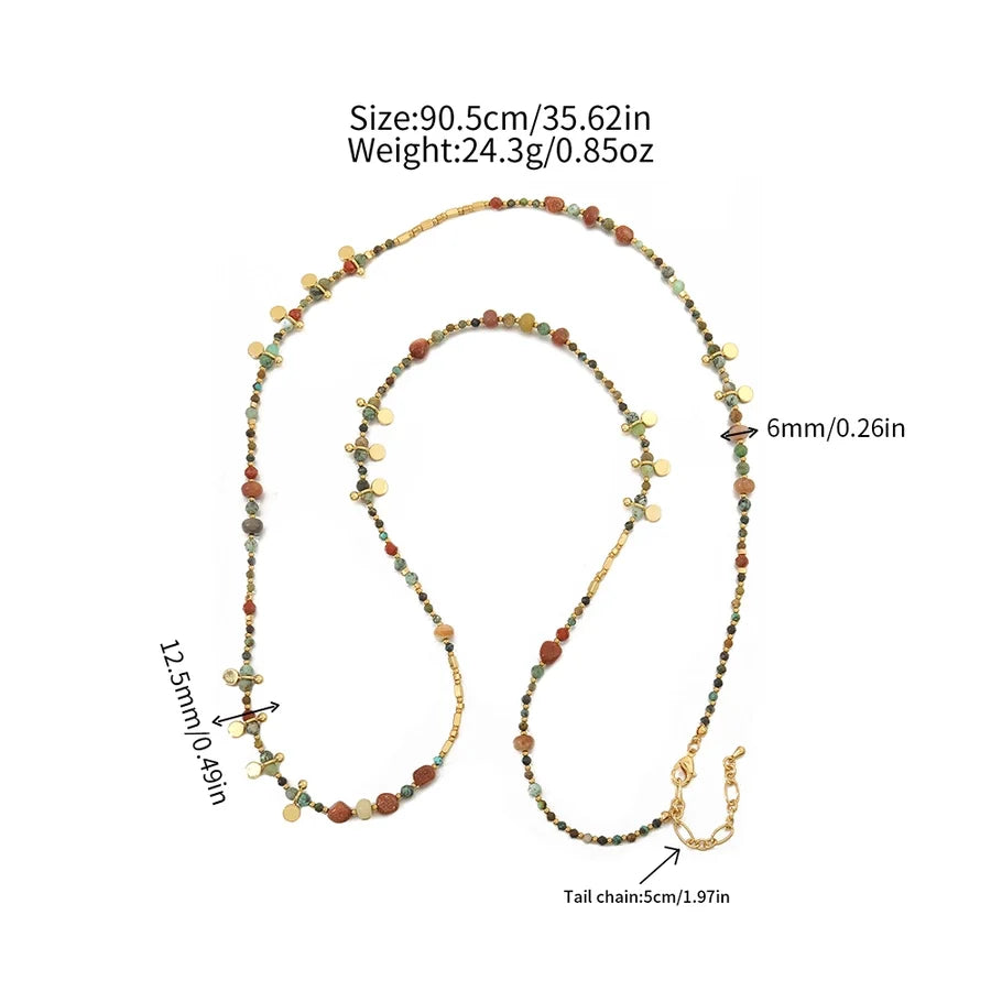 Casual Cute Commute Irregular natural stone Copper Beaded Chain Necklace In Bulk