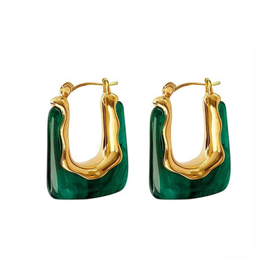 Autumn and Winter  pull style U-shaped geometric resin earrings Women's Light luxury high-end design earrings fashion earrings