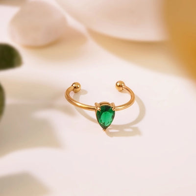 Jewelry Tropical Simple Style Cool Style Triangle Geometric 304 Stainless Steel Artificial Rhinestones 18K Gold Plated Inlay Open Rings