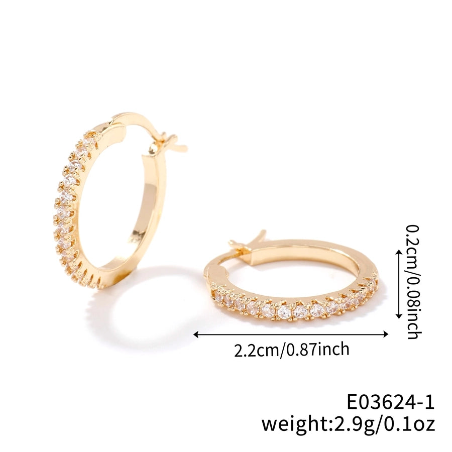 1 Pair Hip-Hop Simple Style Circle Plating Inlay Copper Zircon K Gold Plated Earrings