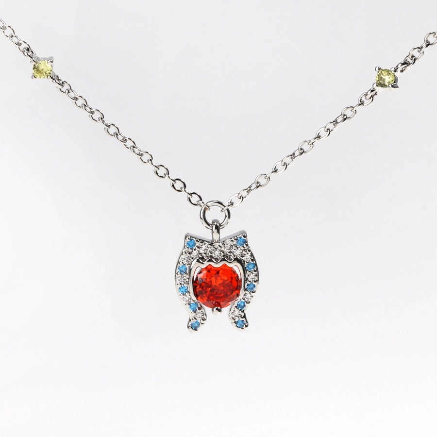 Copper cable chain Inlay Geometric Zircon Pendant Necklace