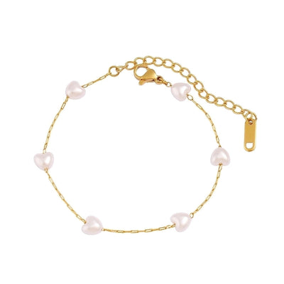 Jewelry Vacation Simple Style Heart Shape 304 Stainless Steel 18K Gold Plated Bracelets Necklace