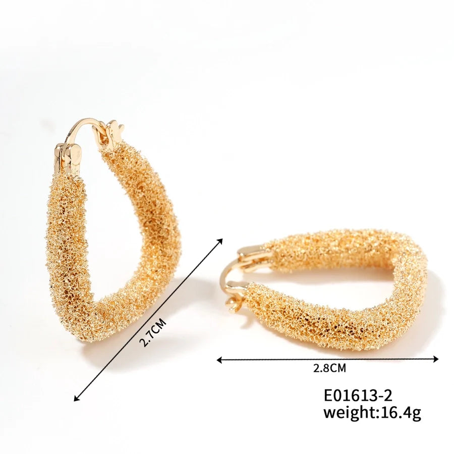 1 Pair Elegant Business Tropical Geometric Asymmetrical Copper K Gold Plated Earrings