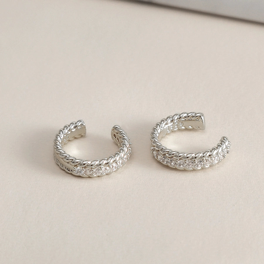 1 Pair IG Style Simple Style Shiny Geometric Irregular Copper Zircon 24K Gold Plated Hoop Earrings Ear Cuffs