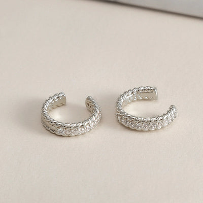 1 Pair IG Style Simple Style Shiny Geometric Irregular Copper Zircon 24K Gold Plated Hoop Earrings Ear Cuffs