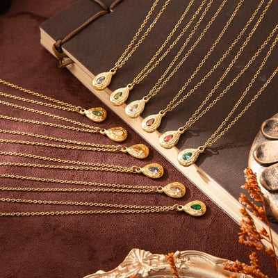 Jewelry Casual Simple Style Water Droplets 201 Stainless Steel 304 Stainless Steel Zircon 18K Gold Plated Pendant Necklace