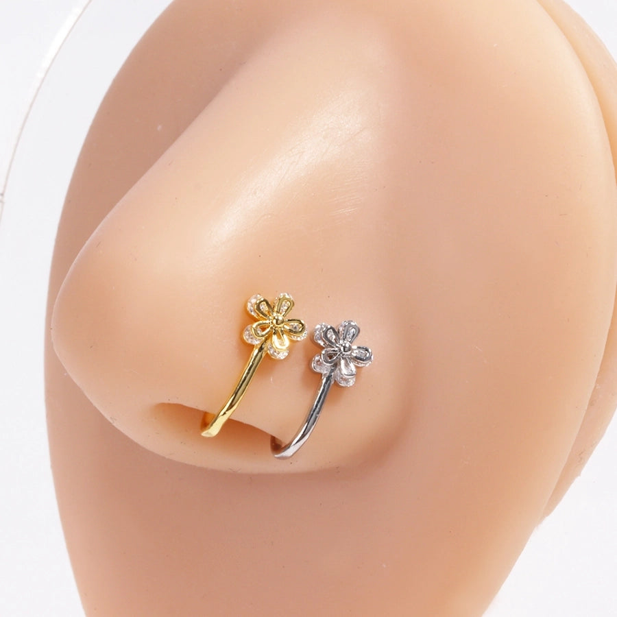 1 Piece Nose Rings & Studs Simple Style Commute Star Moon Copper Hollow Out Artificial Rhinestones Zircon 18K Gold Plated