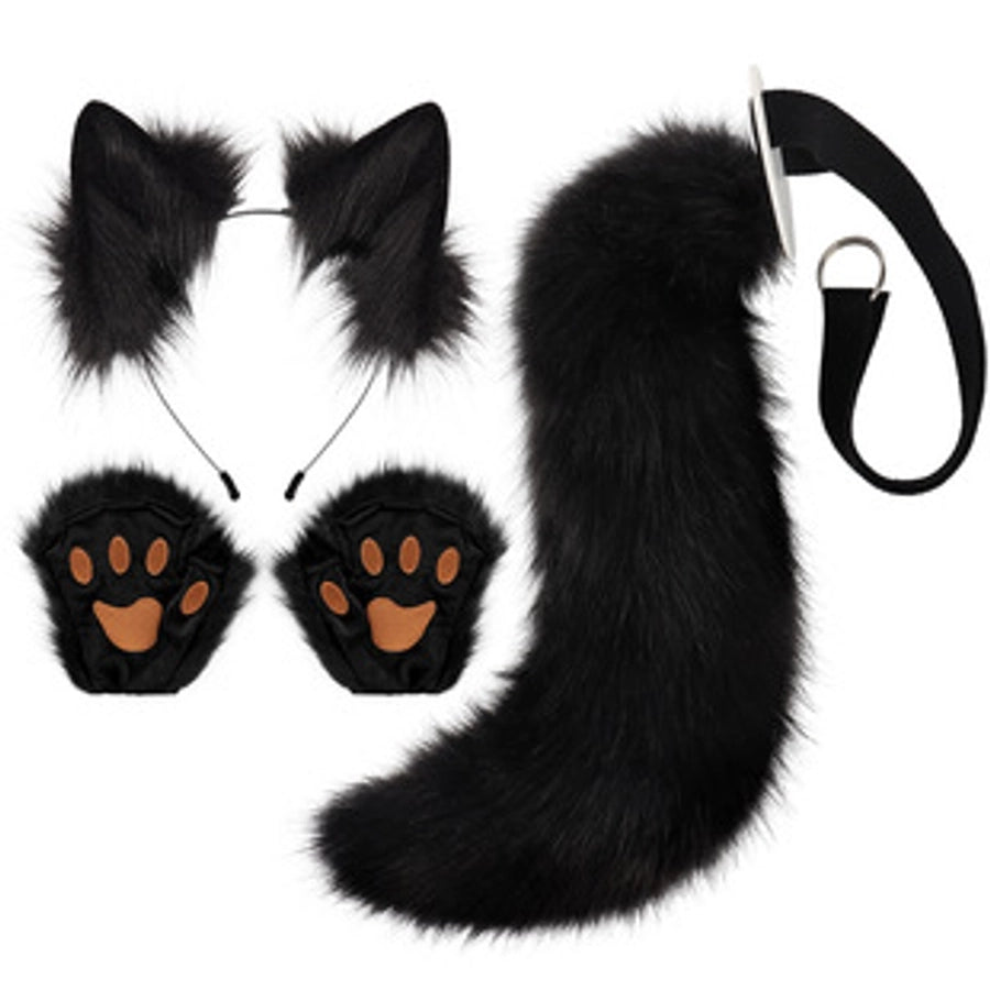 A generation of hair simulation beast ear plush headdress cat ear cat tail cosplay set hairband Net red accessories