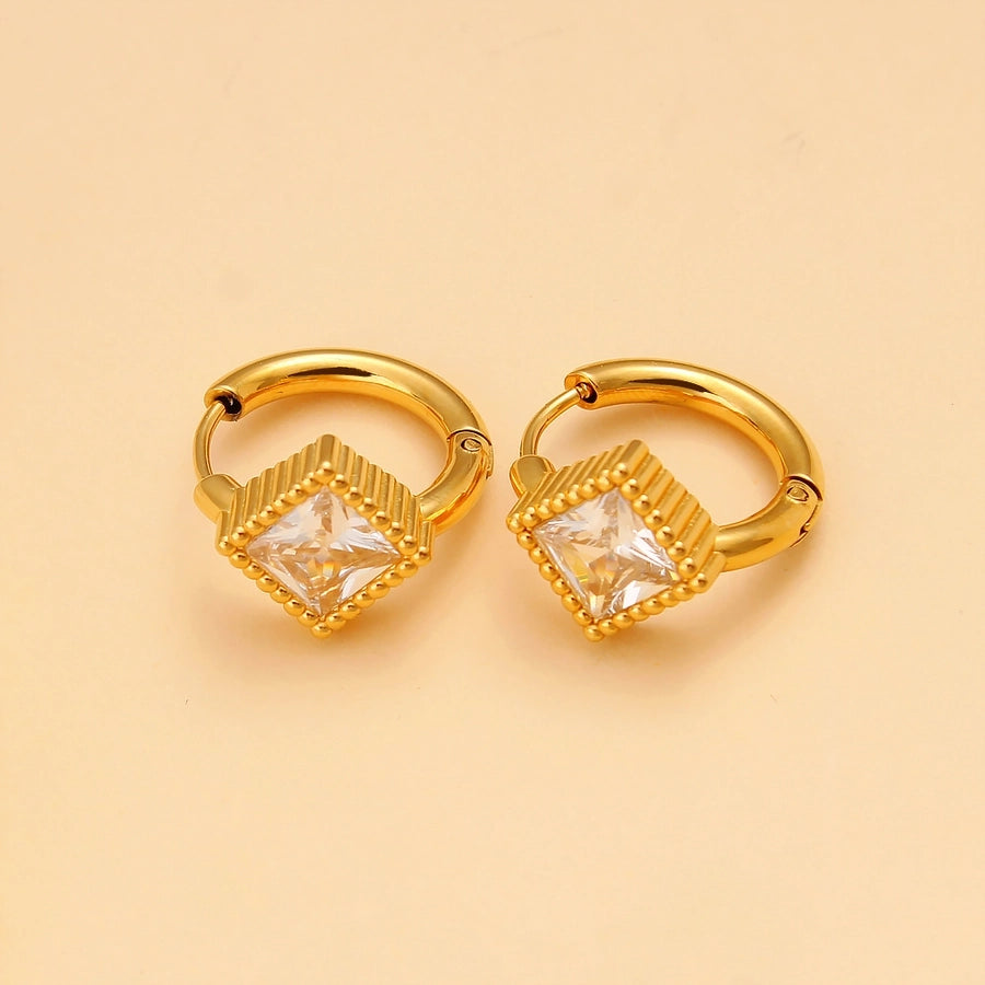 1 Pair Casual Commute Square Plating 304 Stainless Steel 316 Stainless Steel  18K Gold Plated Drop Earrings
