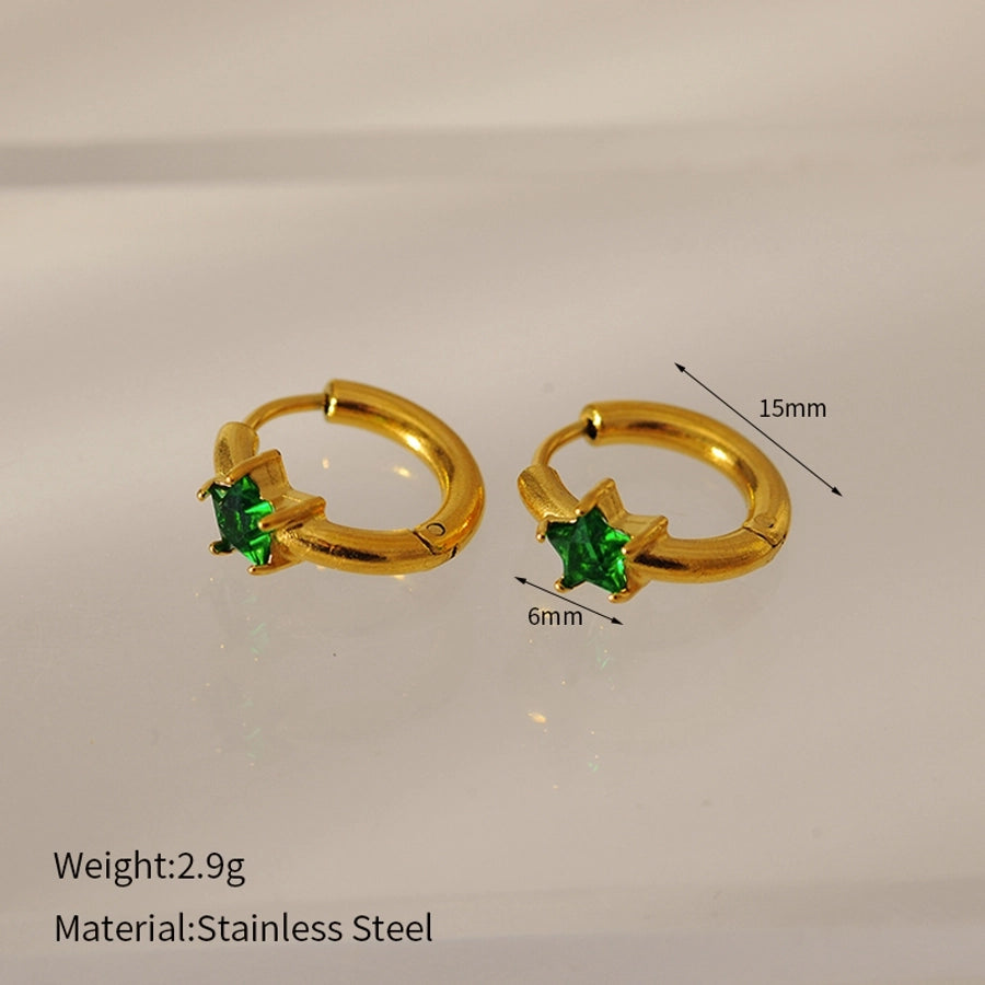 1 Pair Elegant Simple Style Classic Style Circle 304 Stainless Steel Zircon Earrings