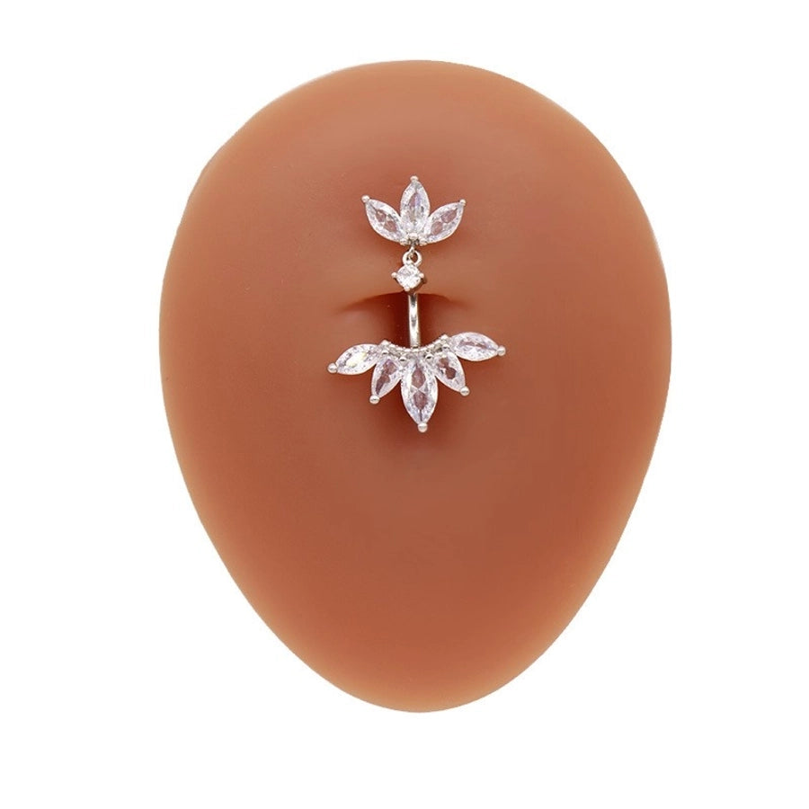 1 Piece Belly Rings Hip-Hop Sexy Heart Shape 316 Stainless Steel  Copper Plating Zircon White Gold Plated Gold Plated