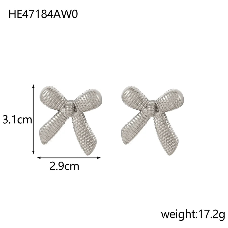 1 Pair Simple Style Bow Knot 304 Stainless Steel 18K Gold Plated Earrings