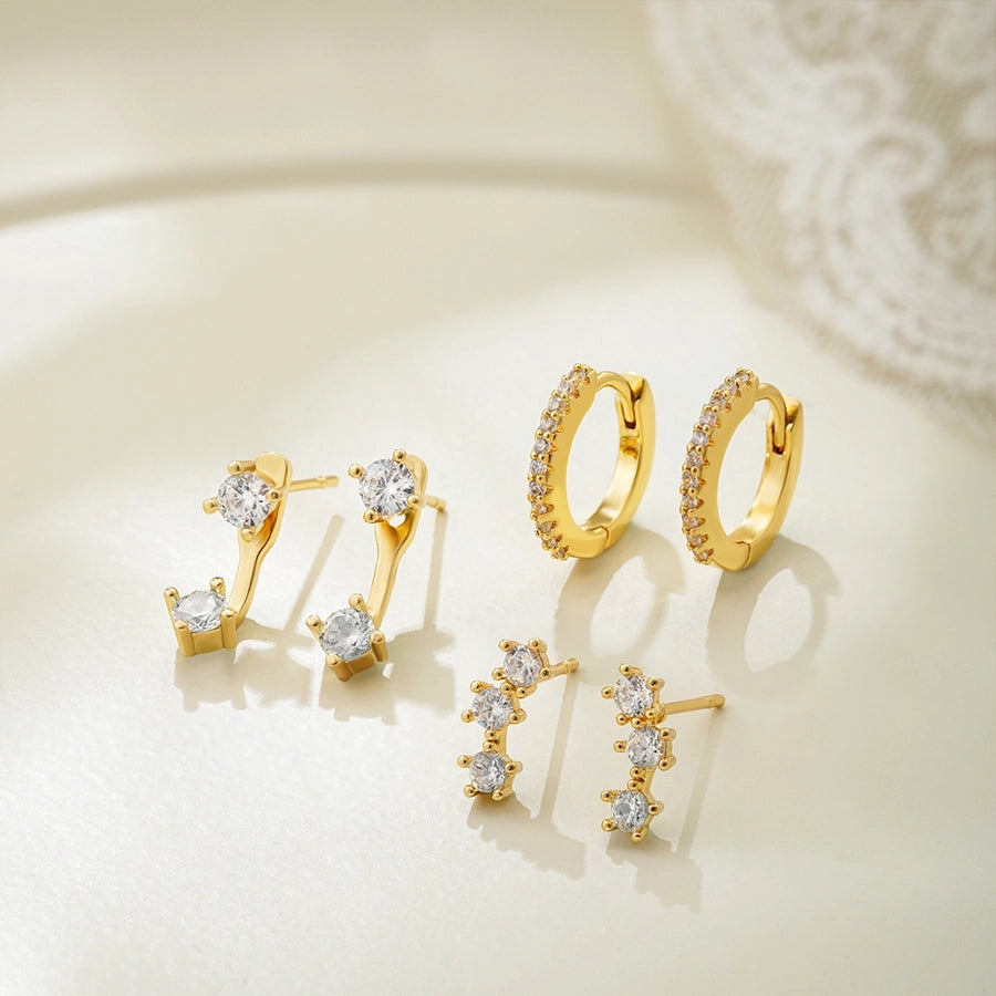 1 Set Elegant Luxurious Square Oval Copper Hoop Earrings