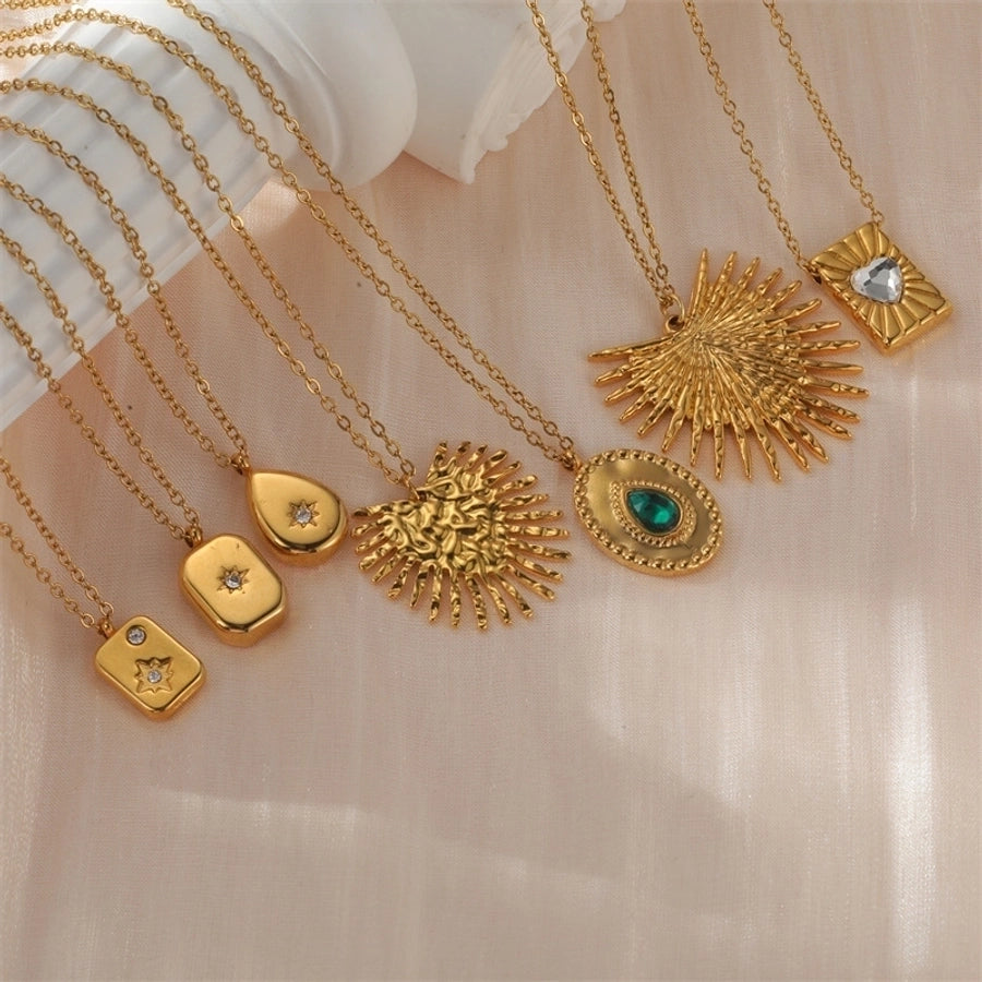 Jewelry Simple Style Classic Style Heart Shape 304 Stainless Steel Rhinestones Inlay Pendant Necklace