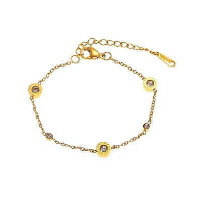 Cute Streetwear Commute Geometric Round 304 Stainless Steel 18K Gold Plated Artificial Rhinestones Bracelets In Bulk