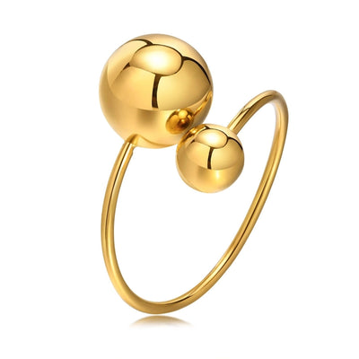 Jewelry Rock Streetwear Cool Style Geometric Ball 304 Stainless Steel 18K Gold Plated Open Rings